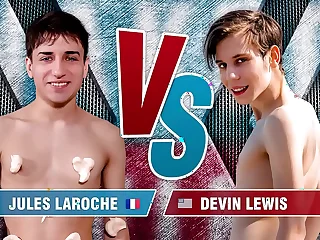 Naked Twink Contest - Devin Lewis & Jules Laroche - Shower Play